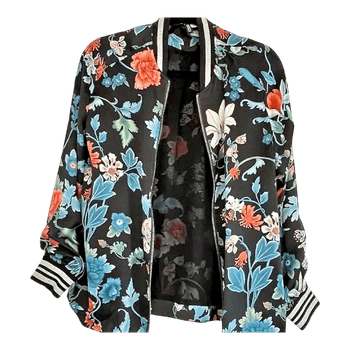 Black floral bomber jacket