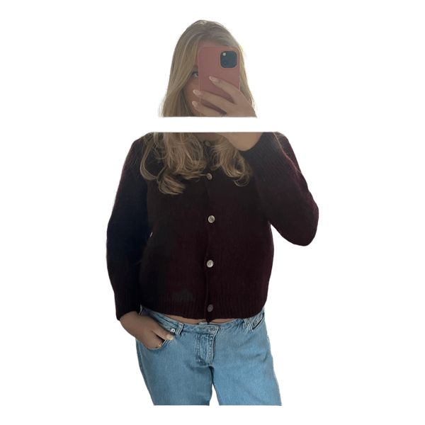 Bordeaux strikket cardigan