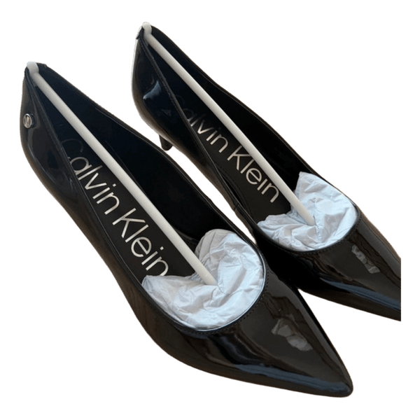 Black patent pumps