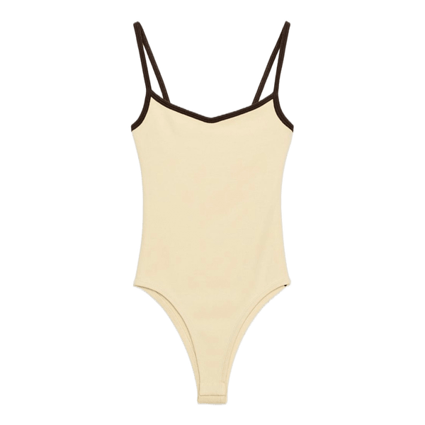 Beige ærmeløs bodystocking