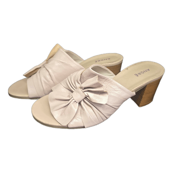 Pink leather heeled mules