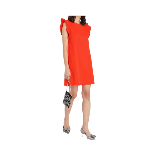 Red ruffle sleeve dress