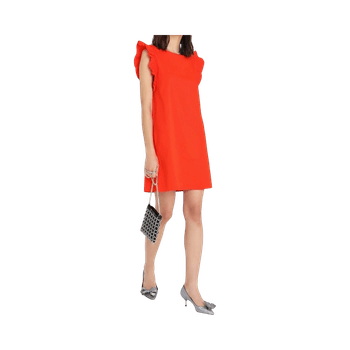 Red ruffle sleeve dress