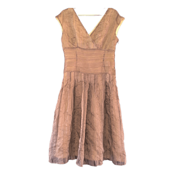 Brown striped midi dress