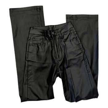 Black faux leather trousers