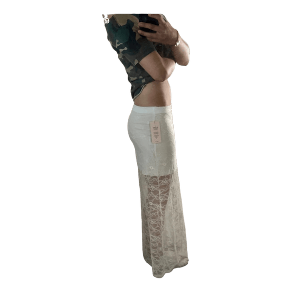 White lace maxi skirt