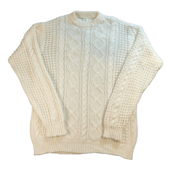 Aran-tyyli Palmikkoneule - Luonnonvalkoine - XL