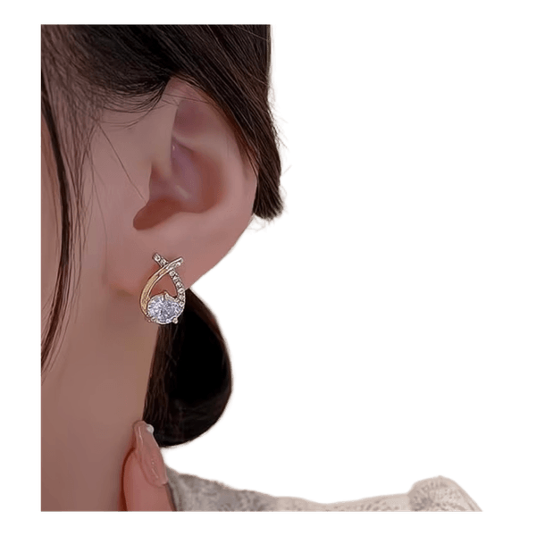 Goldfarbene Ohrclips mit Zirkonia