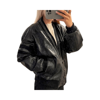 Vintage old-school black leather jacket
