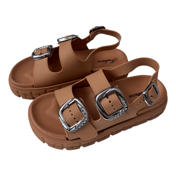 Beige platform sandals