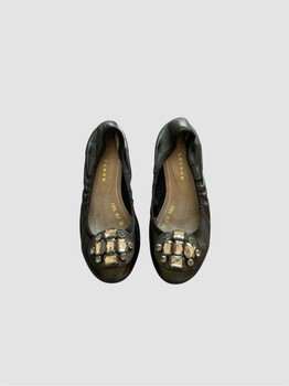 Black embellished ballet flats
