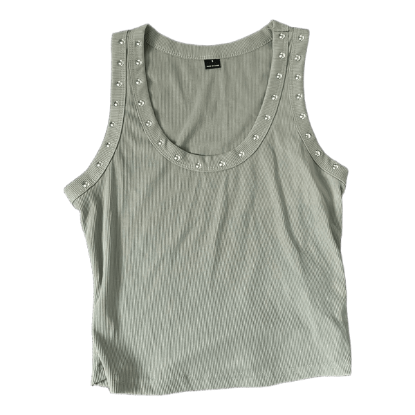 Grøn ribstrikket tanktop