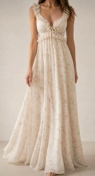 Beige floral maxi dress