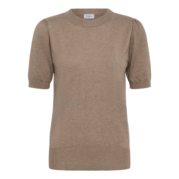 Saint Tropez Beige kortærmet strikbluse