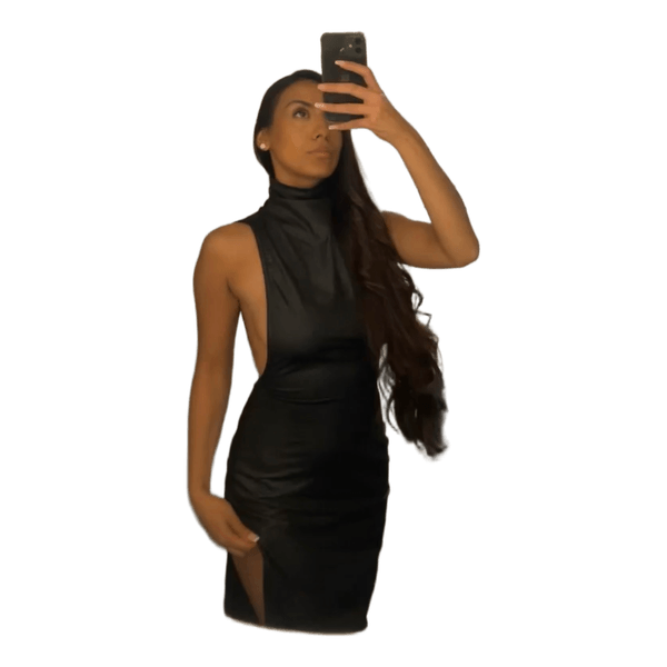 Black satin long dress