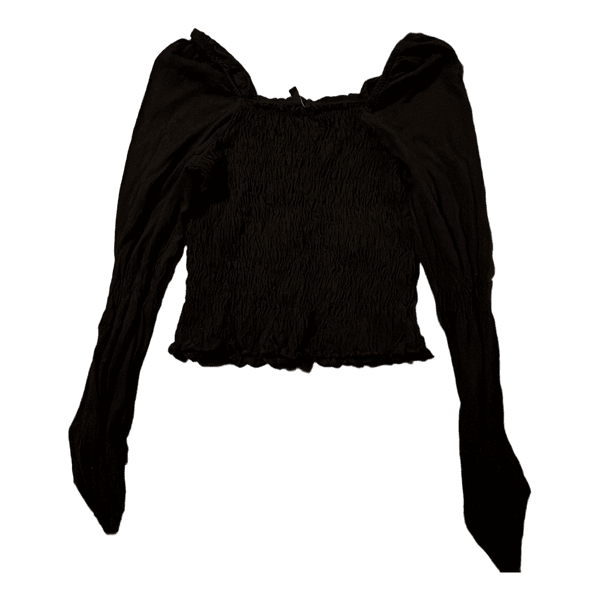 Sort langærmet smock top