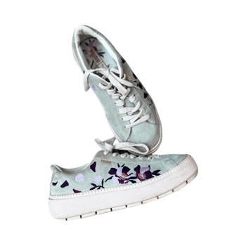 Platform suede embroidered sneakers
