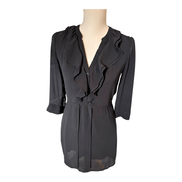 Black ruffle mini dress