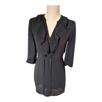 Black ruffle mini dress