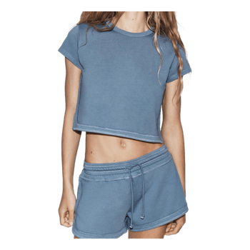 Blue crop top and shorts set
