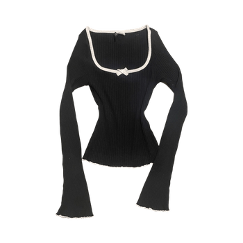 Ribbed long-sleeve top