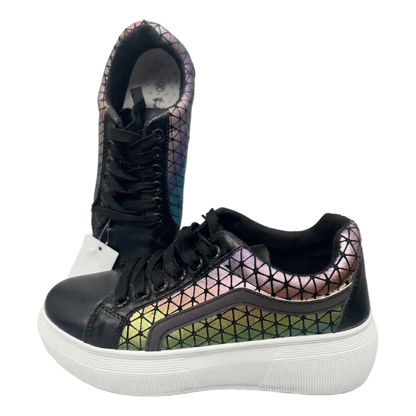 Iridescent geometric pattern sneakers