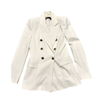 Valkoinen kaksirivinen bleiseri