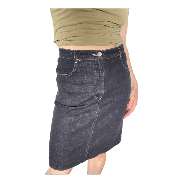 Navy denim midi skirt