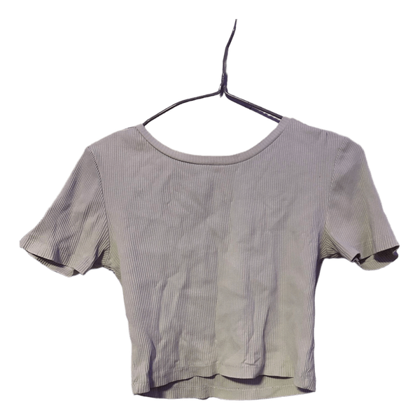 Beige ribbed crop top