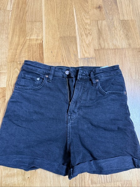 Black denim shorts