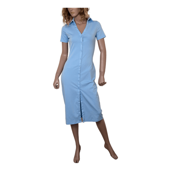 Blue button-down midi dress