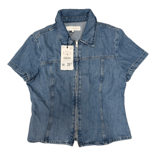 Zara denim top med lynlås