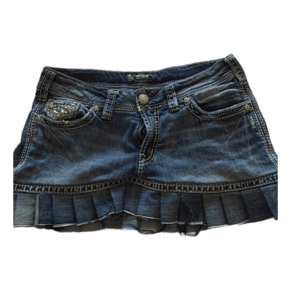 Plisserad jeanskjol med strass