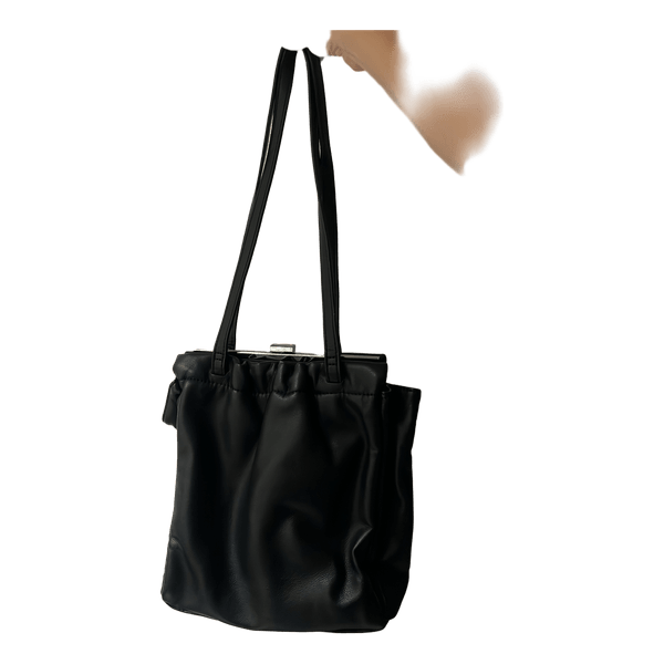Zara Woman black leather shoulder bag