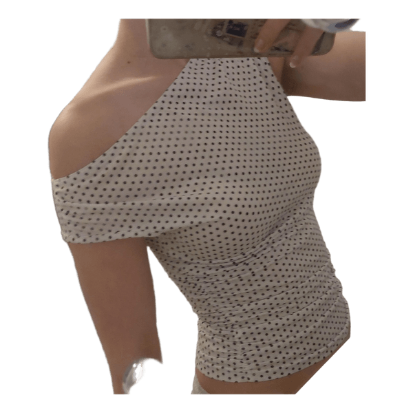 Hvid prikket one-shoulder top