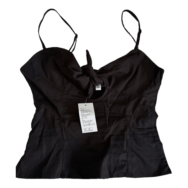 Black tie front cami top