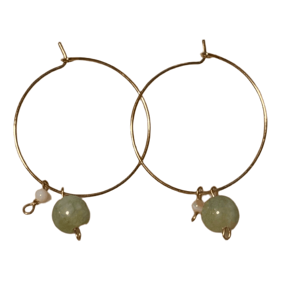 Gold hoop earrings with beads