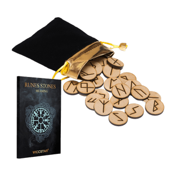 Wooden rune stone bag set