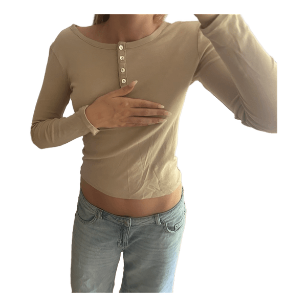 Beige langærmet bluse
