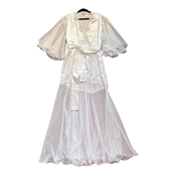 White lace trim robe