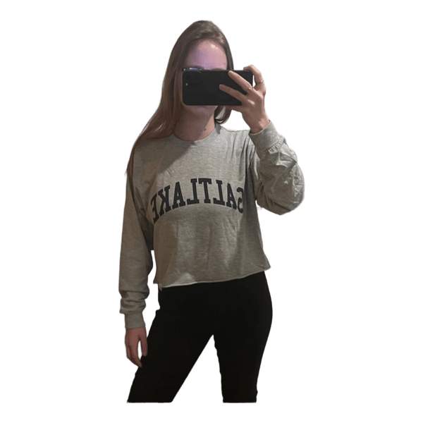 Grey graphic crop top SALT LAKE CITY