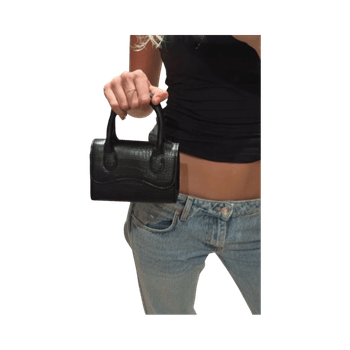 Black croc mini handbag