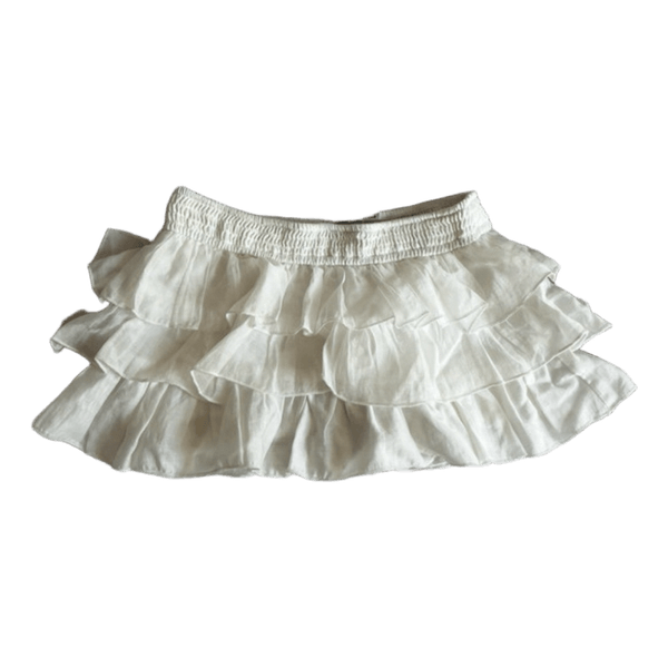 White ruffle mini skirt