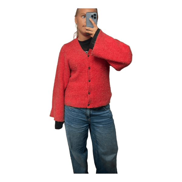 Rød strikket cardigan