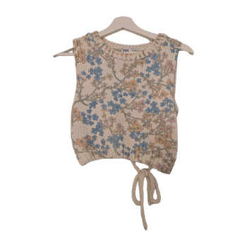 Floral knitted crop top