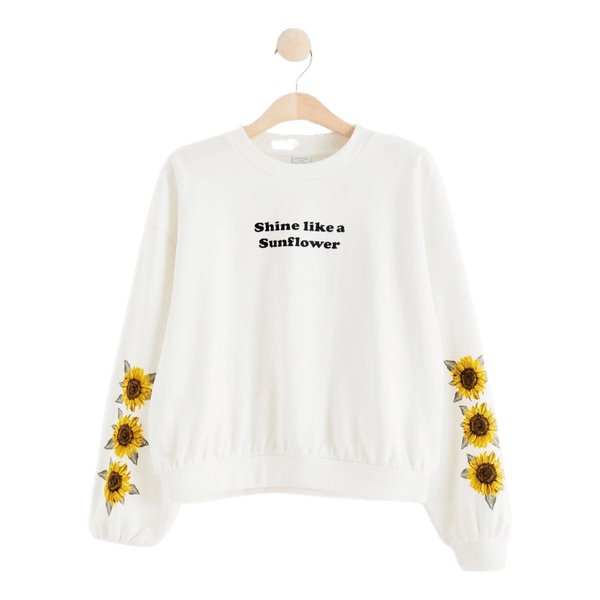 Hvid sweatshirt med solsikker