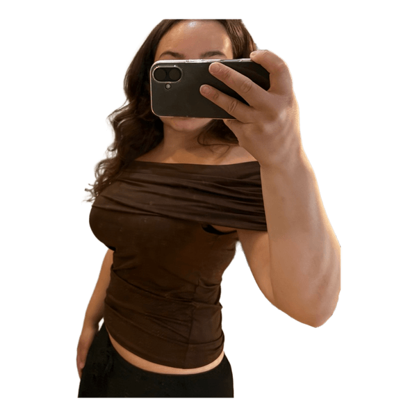 Brown off shoulder top