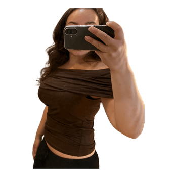 Brown off shoulder top