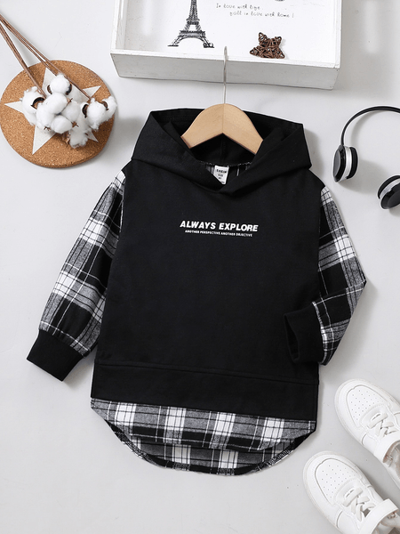 Plaid Slogan Hoodie