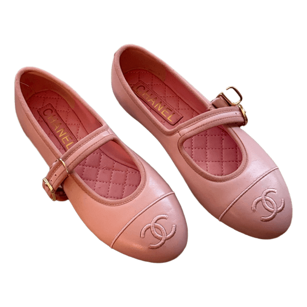 Pink læder ballerinas